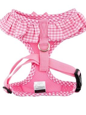 Puppia Pink Gingham Ruffle Dog Harness, XS